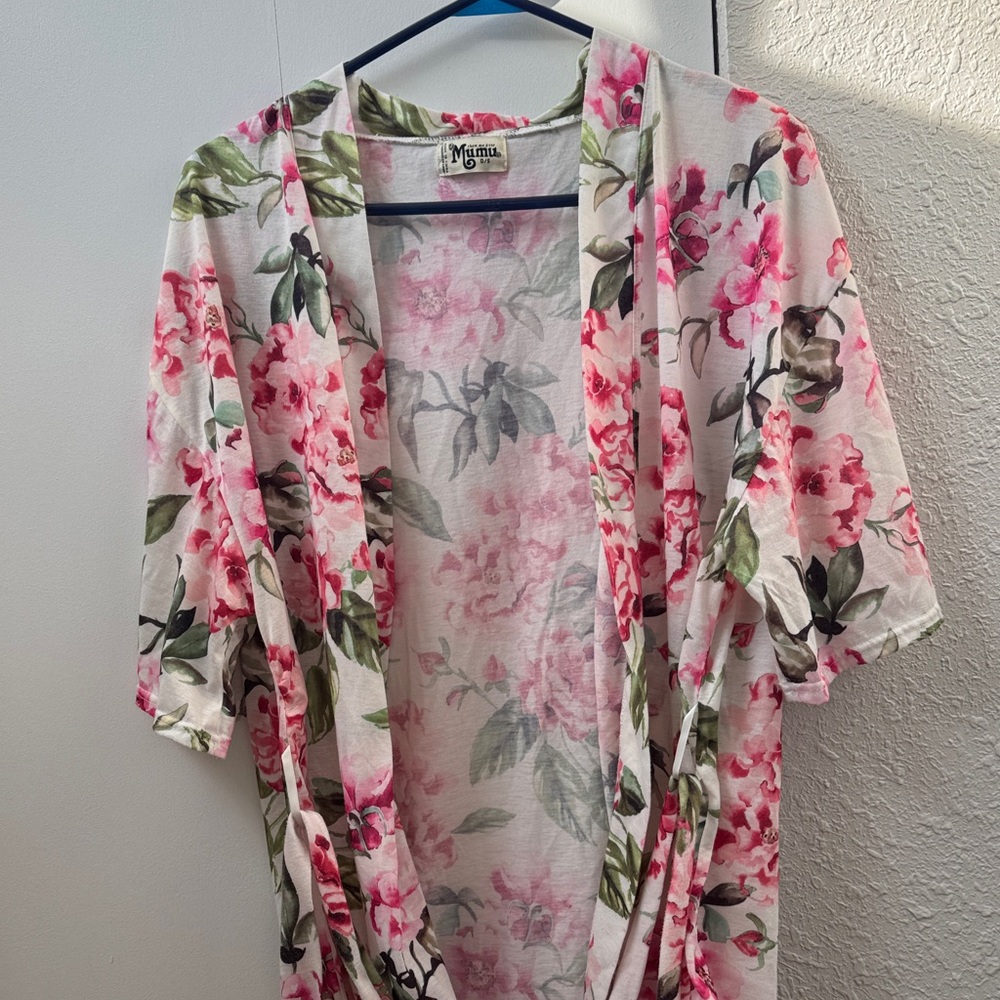 Show Me Your MuMu Pink and Green Floral Robe